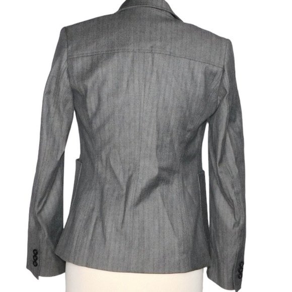 Express Stretch 3 Button Wool Blend Grey Stripe Blazer - Picture 4 of 8